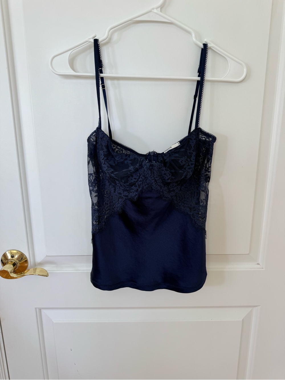 House of Cb Cecilie Navy Satin and Lace Top - Picture 3 of 7